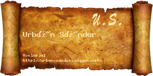 Urbán Sándor névjegykártya