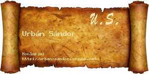 Urbán Sándor névjegykártya